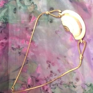 Enamel shell necklace On Gold Tone Chain D